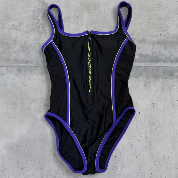 90’s Vintage Speedo One Piece Zipper Front - Picture 1 of 4